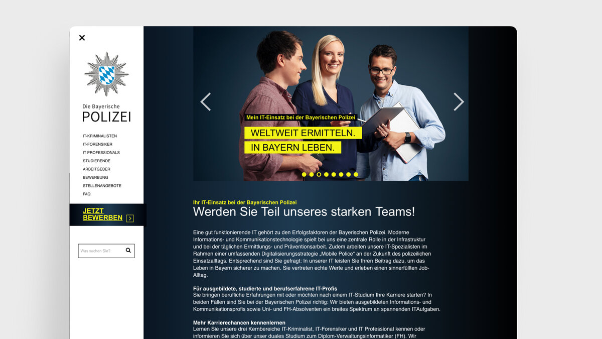 Digital Solutions Fur Die Bayerische Polizei Die Nachwuchs Website Wachst Zum Karriere Webportal