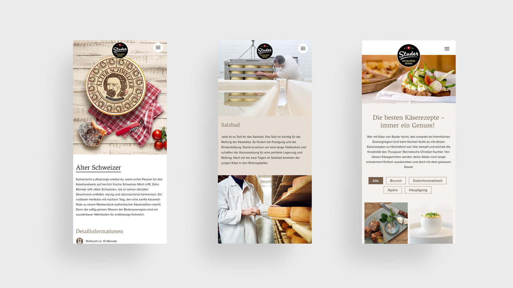 Käserei Studer - Webseite mobile