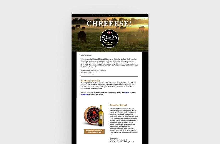 Käserei Studer - Newsletter