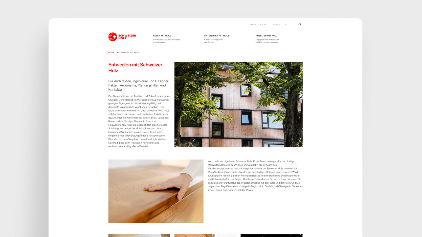 Schweizer Holz - Webseite