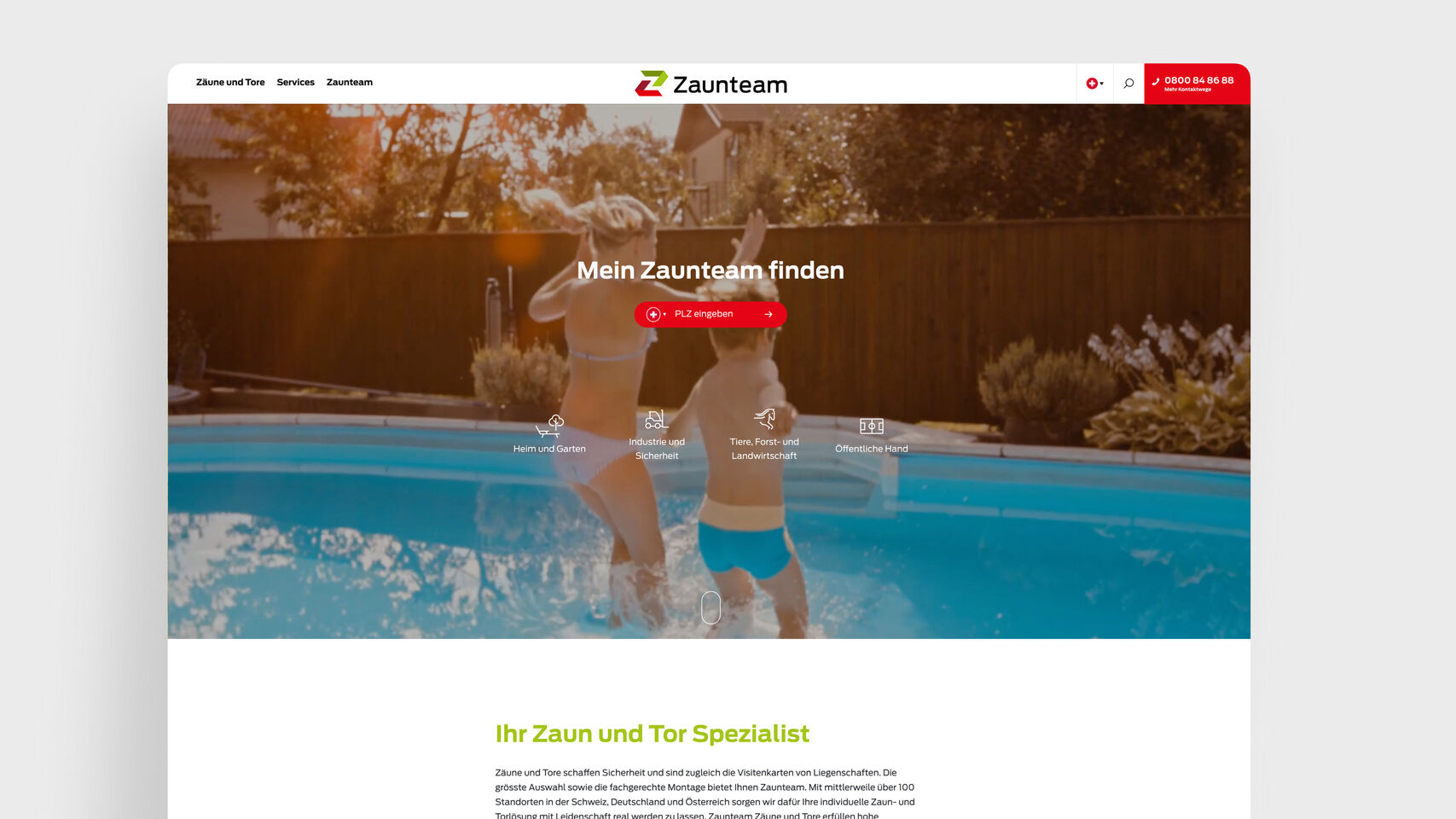 Zaunteam Franchise AG – Startseite Franchise Website